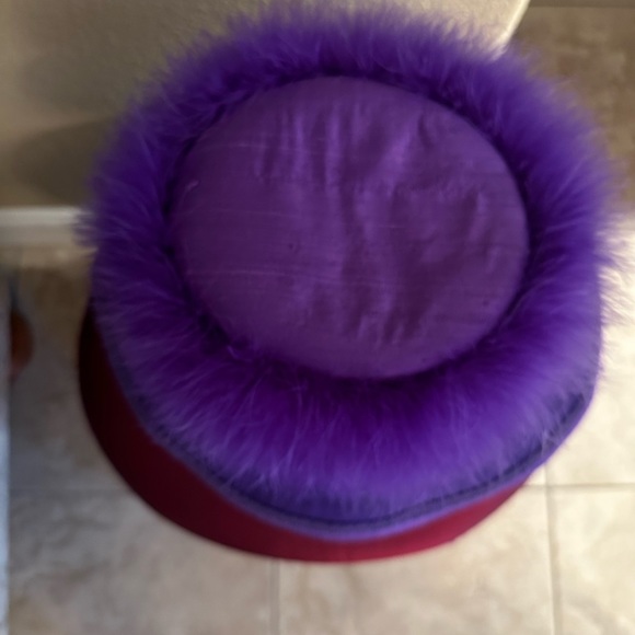 NEW Royal purple wool felt feather fabric hat by Whittall & Shon - Picture 3 of 6